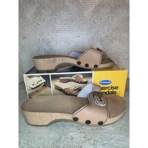 Dr. Scholls Vintage 80s Women Sz 8 Original Wood Slip On Exercise Buckle Sandals